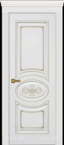 Межкомнатная дверь Дверь Премьер ДГ, белая эмаль, патина золото