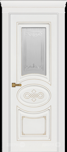 Межкомнатная дверь Дверь Премьер ДО, белая эмаль, патина золото, мателюкс с фрезеровкой