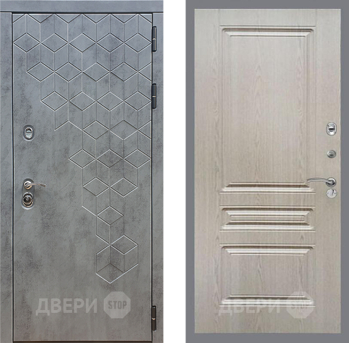 Входная металлическая Дверь Стоп БЕТОН ФЛ-243 Беленый дуб