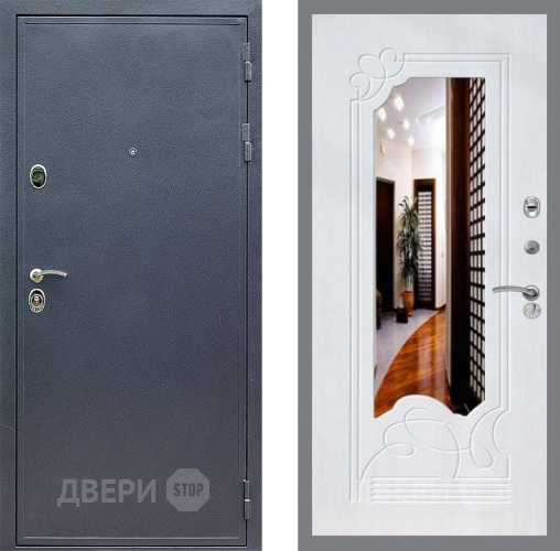 Входная металлическая Дверь Стоп СИЛЬВЕР ЗкркалоФЛ-147 Ясень белый