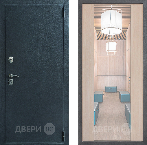 Входная металлическая Дверь Дверной континент ДК-70 Дизайн ФЛЗ-1 Зеркало Капучино
