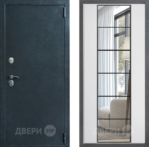 Входная металлическая Дверь Дверной континент ДК-70 Дизайн ФЛЗ-2 Зеркало Белый софт