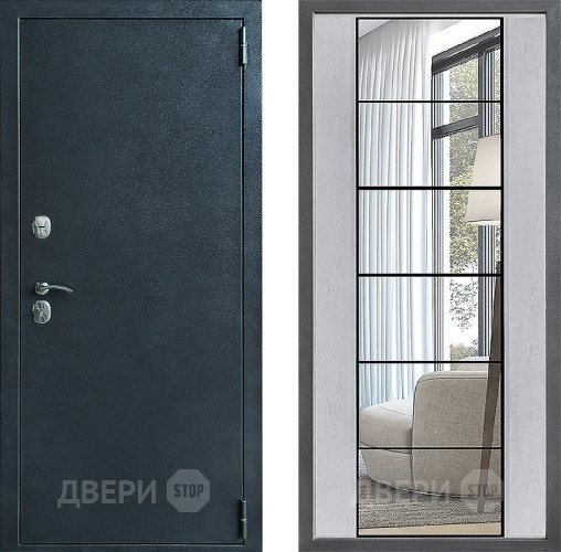 Входная металлическая Дверь Дверной континент ДК-70 Дизайн ФЛЗ-2 Зеркало Бетон светлый