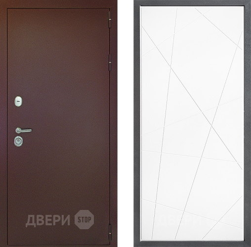Входная металлическая Дверь Дверной континент Рубикон Медь Дизайн ФЛ-655 Белый софт