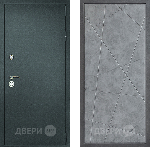 Входная металлическая Дверь Дверной континент Рубикон Серебро Дизайн ФЛ-655 Бетон серый