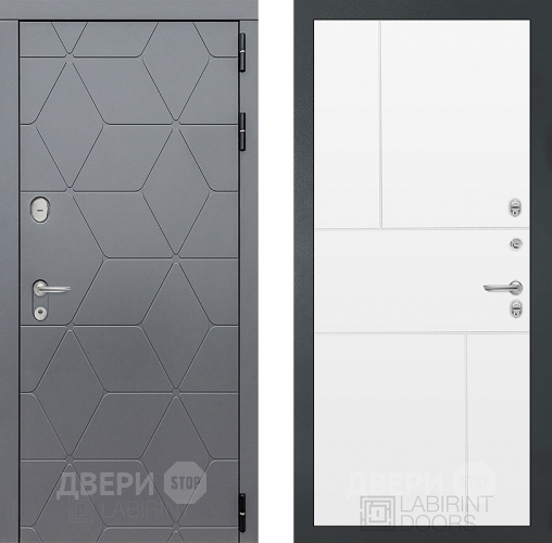 Входная металлическая Дверь Лабиринт (LABIRINT) Cosmo 21 Белый софт