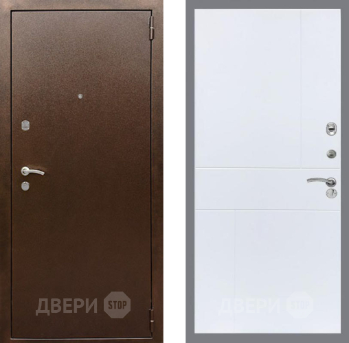 Входная металлическая Дверь Рекс (REX) 1А Медный Антик FL-290 Силк Сноу