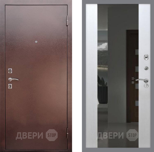 Входная металлическая Дверь Рекс (REX) 1 СБ-16 Зеркало Белый ясень