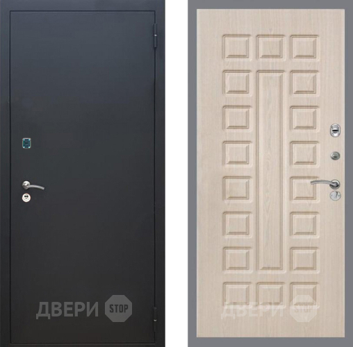 Входная металлическая Дверь Рекс (REX) 1A Черный Муар FL-183 Беленый дуб