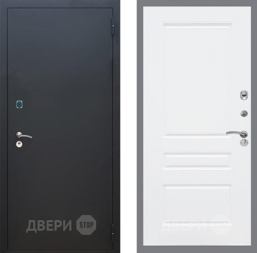 Входная металлическая Дверь Рекс (REX) 1A Черный Муар FL-243 Силк Сноу