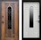 Входная металлическая Дверь Престиж TERMO с терморазрывом Лацио Орех с окном и ковкой Лиственница белая