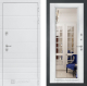 Входная металлическая Дверь Лабиринт (LABIRINT) Трендо Зеркало Фацет с багетом Белый софт