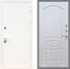 Входная металлическая Дверь Рекс (REX) 5 Белая Шагрень FL-128 Лиственница беж