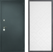 Дверь Дверной континент Рубикон Серебро Дизайн ФЛ-Тиффани Белый софт 960х2050 мм