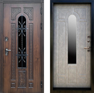 Дверь Престиж TERMO с терморазрывом Лацио Дуб с окном и ковкой Бетон светлый 960х2050 мм