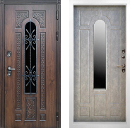 Дверь Престиж TERMO с терморазрывом Лацио Дуб White с окном и ковкой Бетон светлый 960х2050 мм